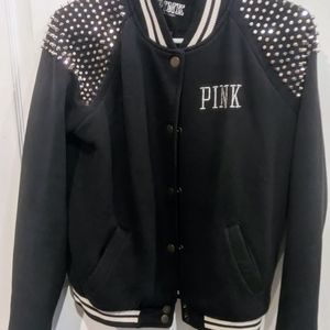 PINK VARSITY BOMBER JACKET